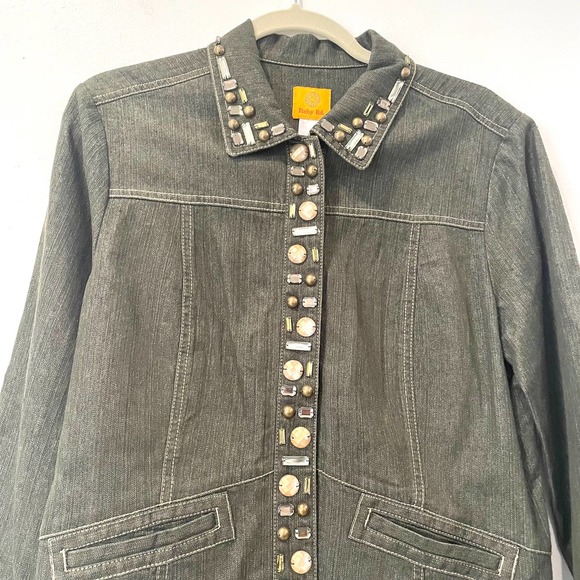 Ruby Rd. Dark Olive Snap Button Down Jacket - Picture 3 of 6